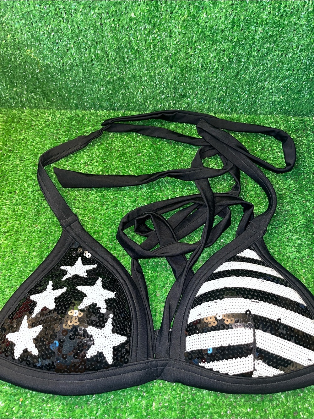 Victoria's Secret American flag bikini top bling